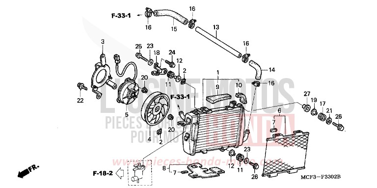 RADIATEUR (G.) (VTR1000SP2/3/4/5/6) de VTR1000 SP-2 BLACK (NH1E) 2005